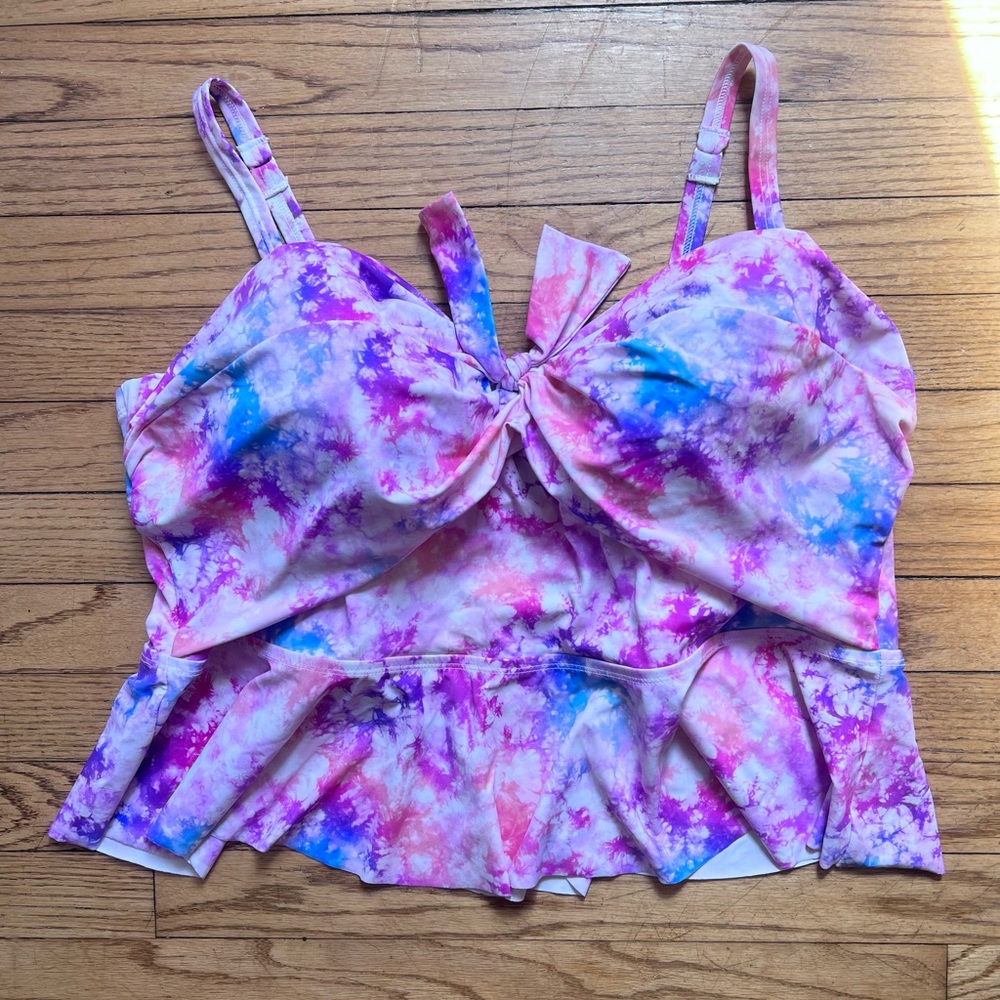 Torrid Multicolor Tie-Dye Peplum Tankini